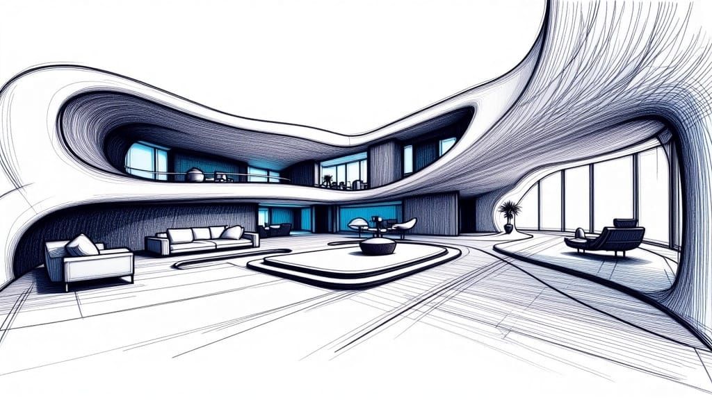 Futuristic House Interior in Zaha Hadid Style