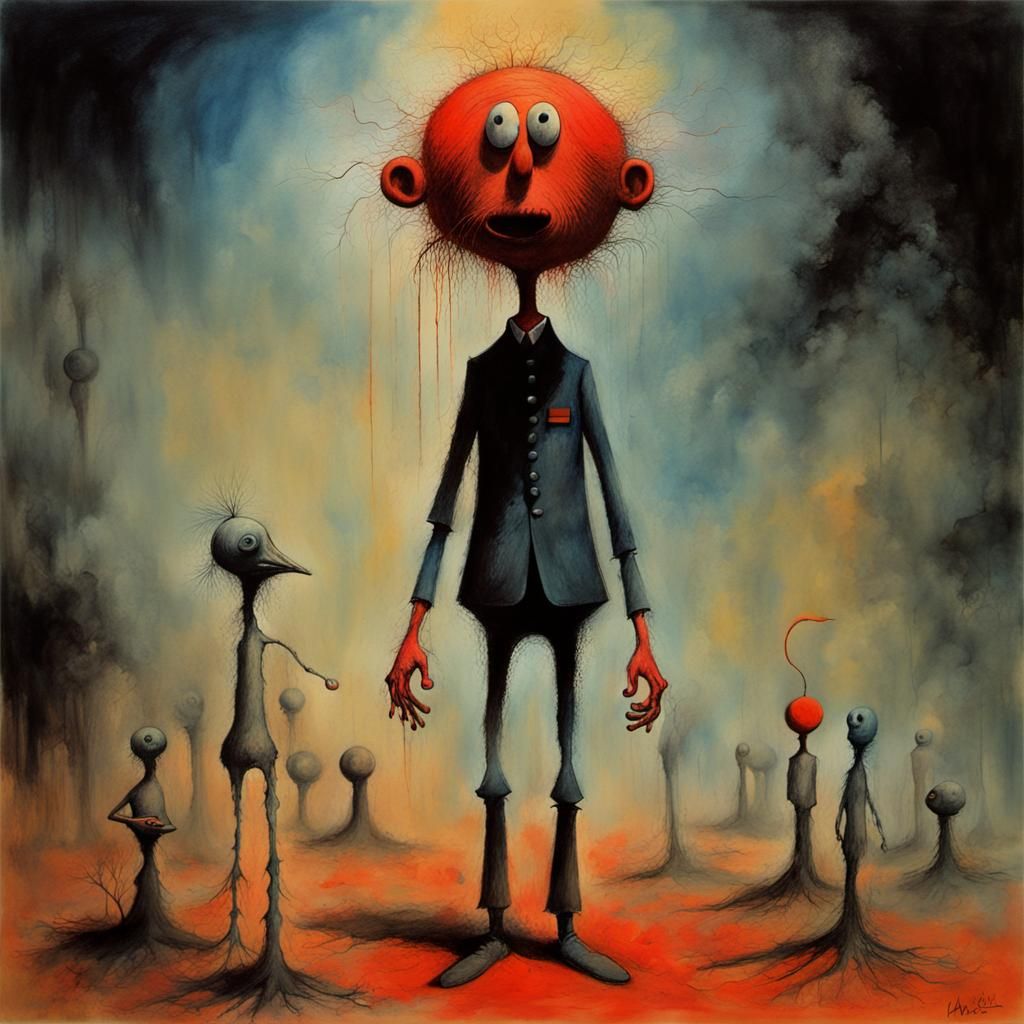 Beat-Man: Sinister Gouache and Watercolor Masterpiece