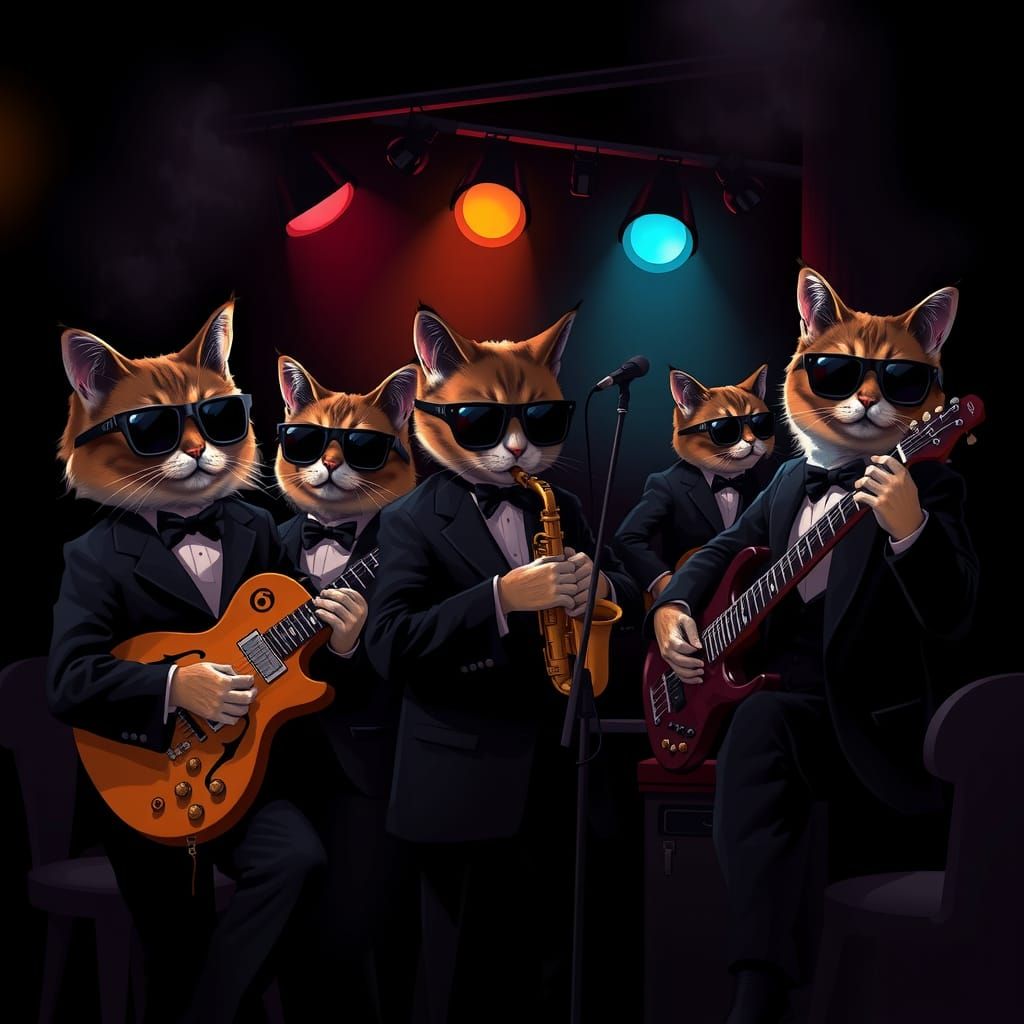 Cool Cats Jazz Band in Pop Art Screen Print