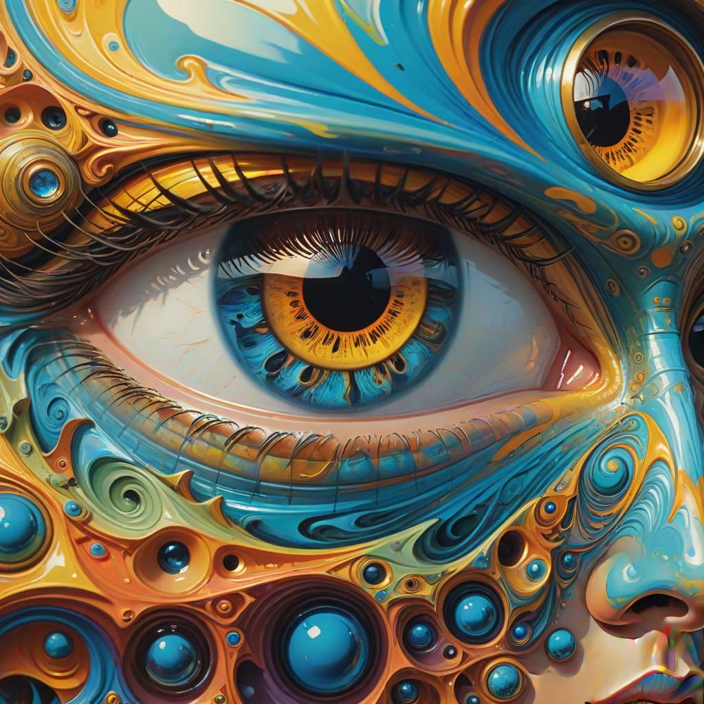 Surreal Skater Eyes with Fractal Mandelbulb Patterns