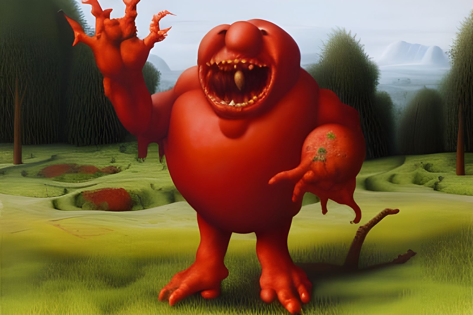 Kool-Aid Man as Vegetable Art, Detailed Painting