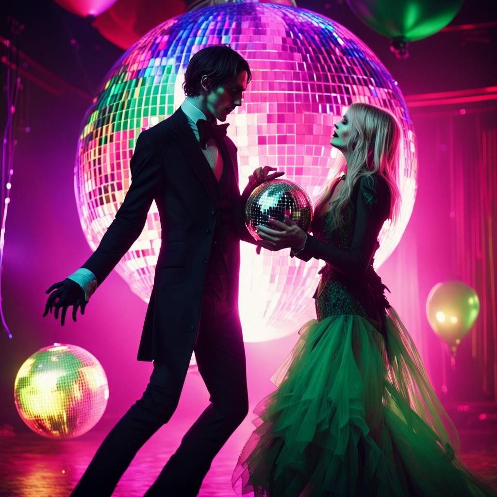 Vampire and Zombie Dance: A Gothic Film Still