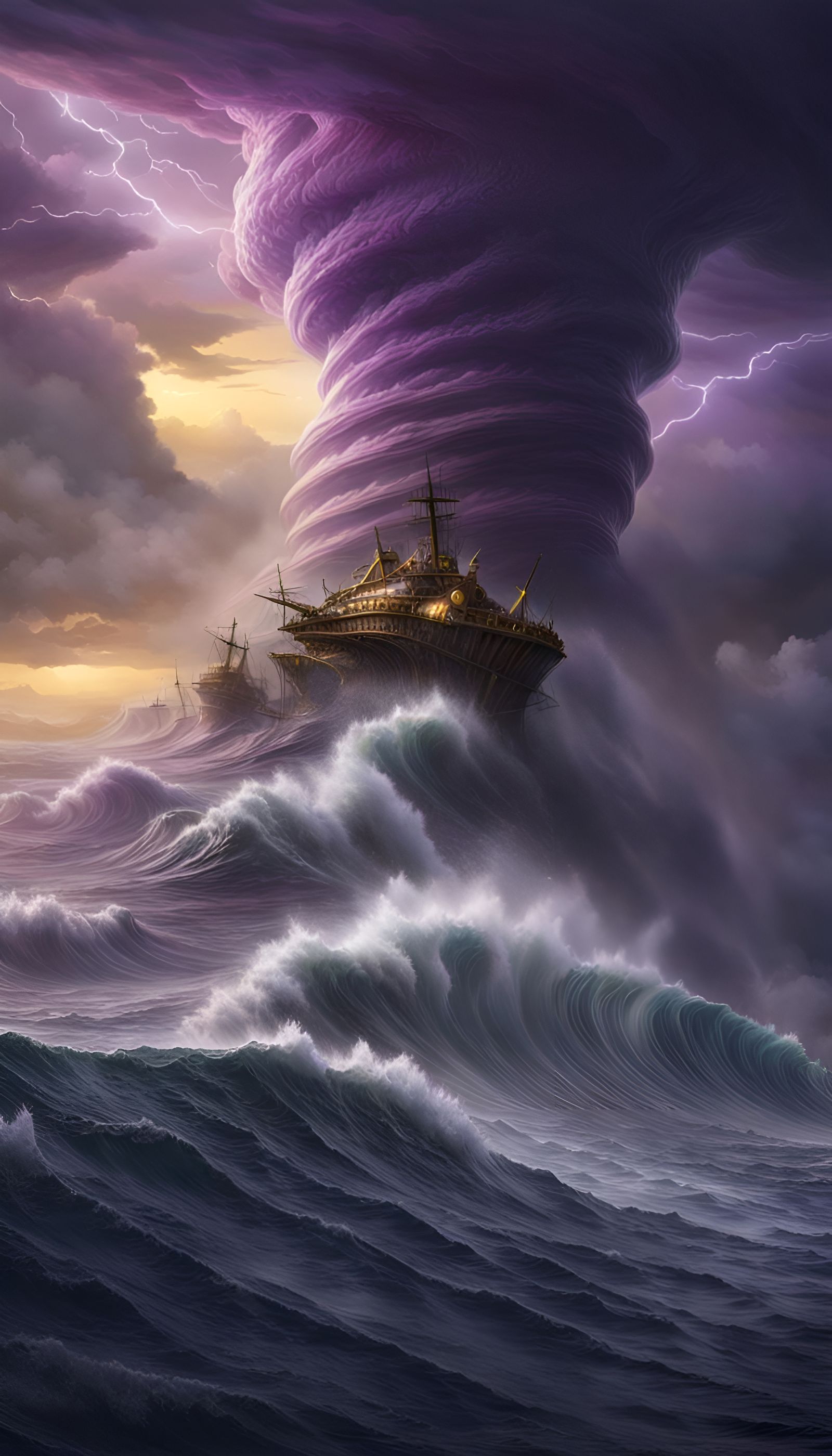Ocean Tornado in Dark Fantasy Style