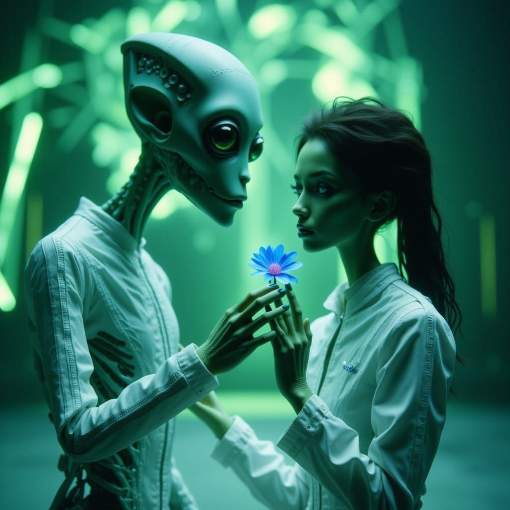 Alien and Soldier Exchange Flower in Area 51 Lab