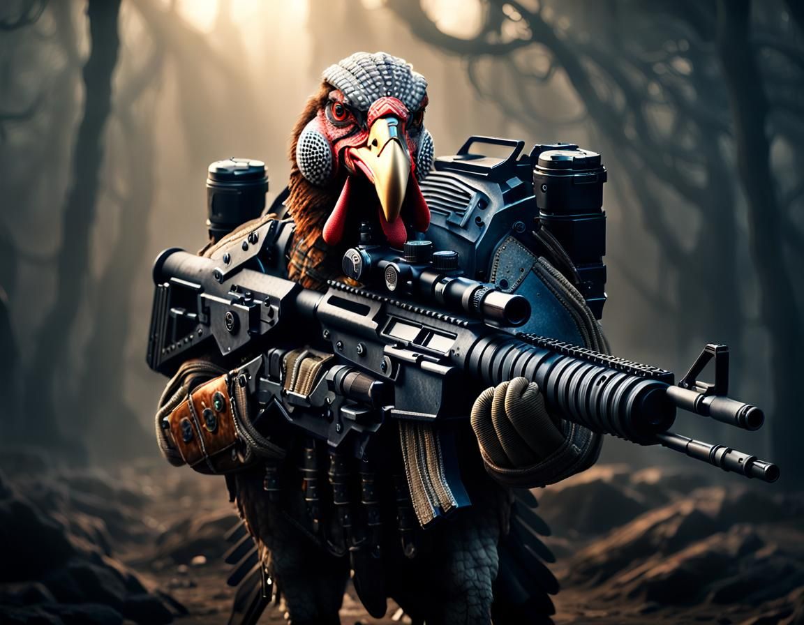 Cyborg Turkey Mercenary in Hyper-Realistic Digital Art