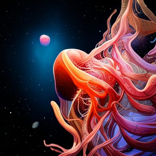 Giant Jellyfish in Deep Space, Moebius Style