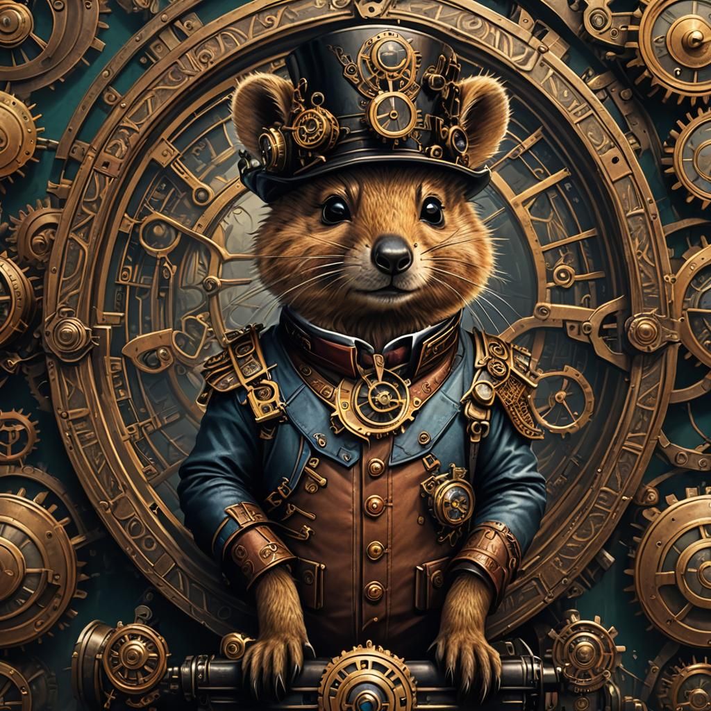 Steampunk Tattooed Quokka: Detailed Matte Painting