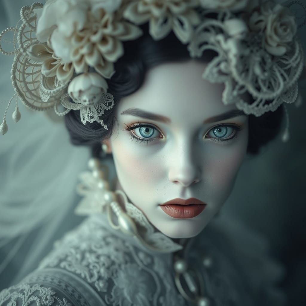 Ethereal Woman in Victorian Attire