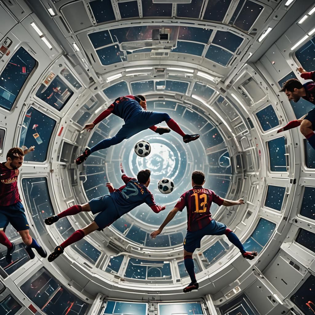 Barça in Space: A Zero-Gravity Football Match