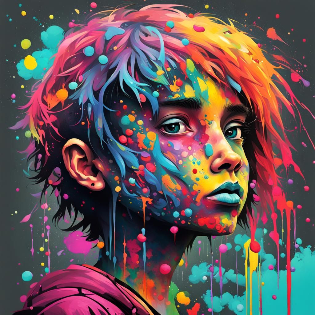 Whimsical Emo Graffiti Art on Cliffside