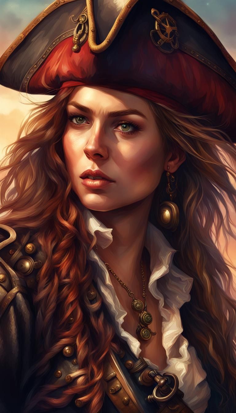 Stunning Female Pirate Captain in a Fantasy Portrait
