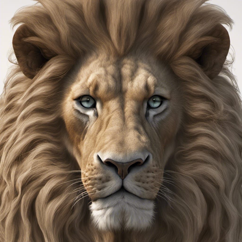 Majestic Lion Portrait in Hyperrealistic Style
