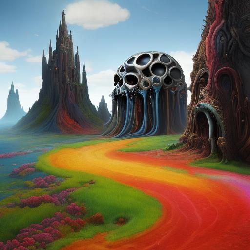 Surreal Skulls in a Psychedelic Dreamscape