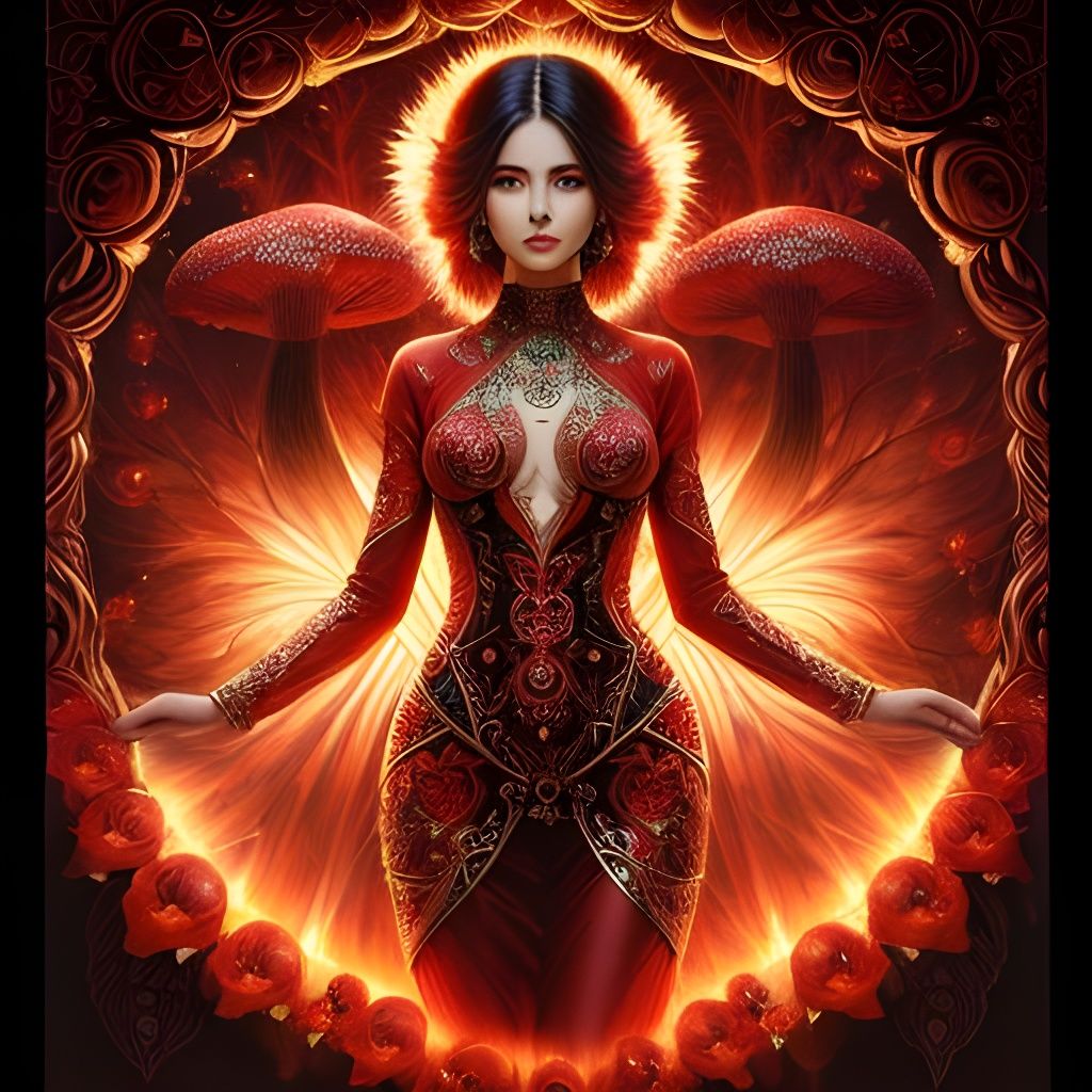 Mushroom Woman Botanical Art