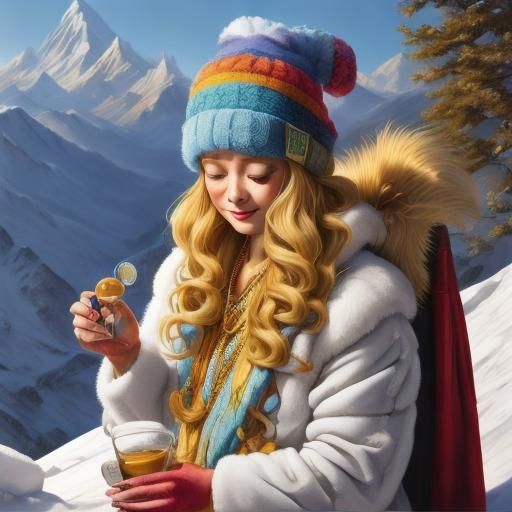 Graffiti Portrait: Cute Yeti in Snowy Himalayas