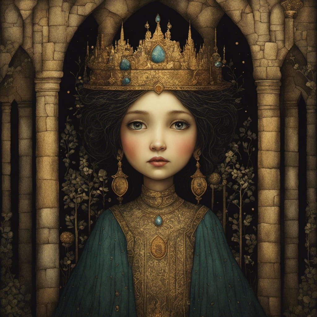 Moody Princess in Medieval Castle, Artistic Portrait