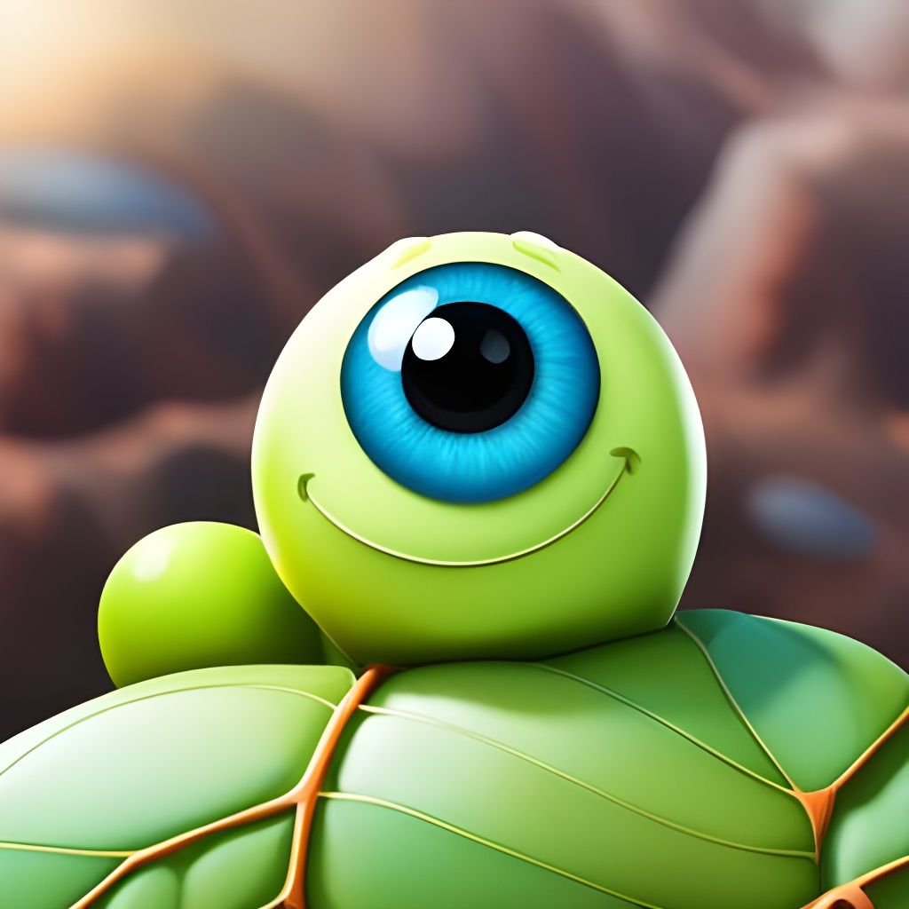 Adorable Caterpillar with Puppy Eyes in Pixar Style