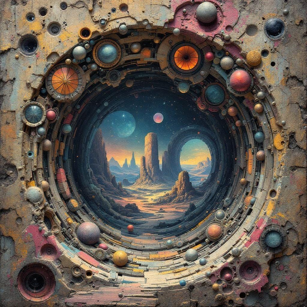 Biomechanical Abstract Painting on Ancient Stone