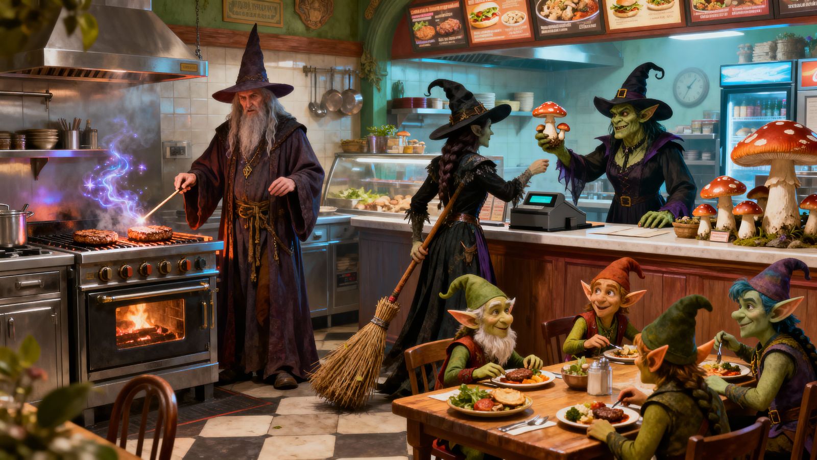 Magical Restaurant Kitchen Scene in Epic Digital Matte Paint...