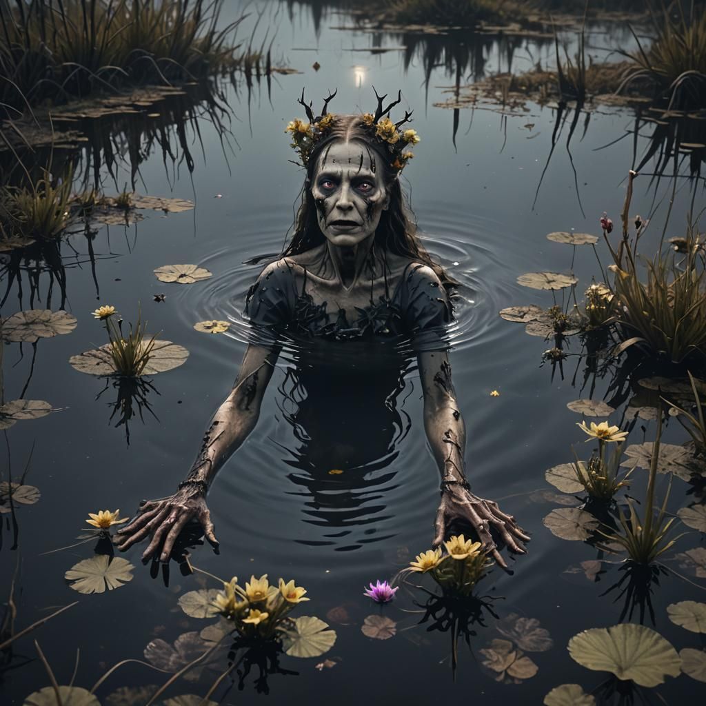 Vile Witch in Bog Water: Hyperrealistic Cinematic Art
