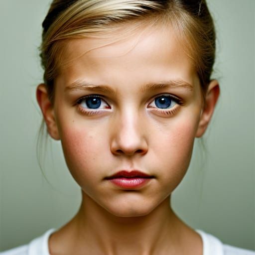 Innocent Blonde Girl Portrait with Magical Light