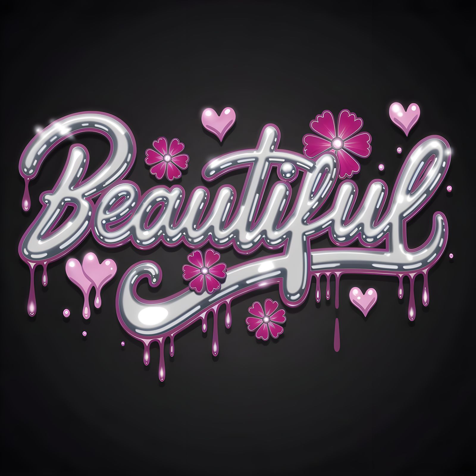 A futuristic design with the text "beautiful" in a curly scr...