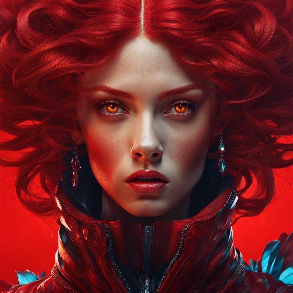 Red-Haired Woman: Detailed Digital Portrait