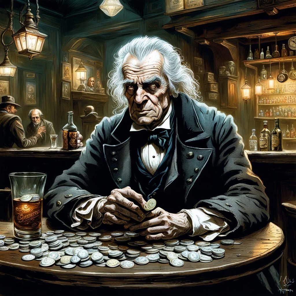 Ebenezer Scrooge greedy Eyes.