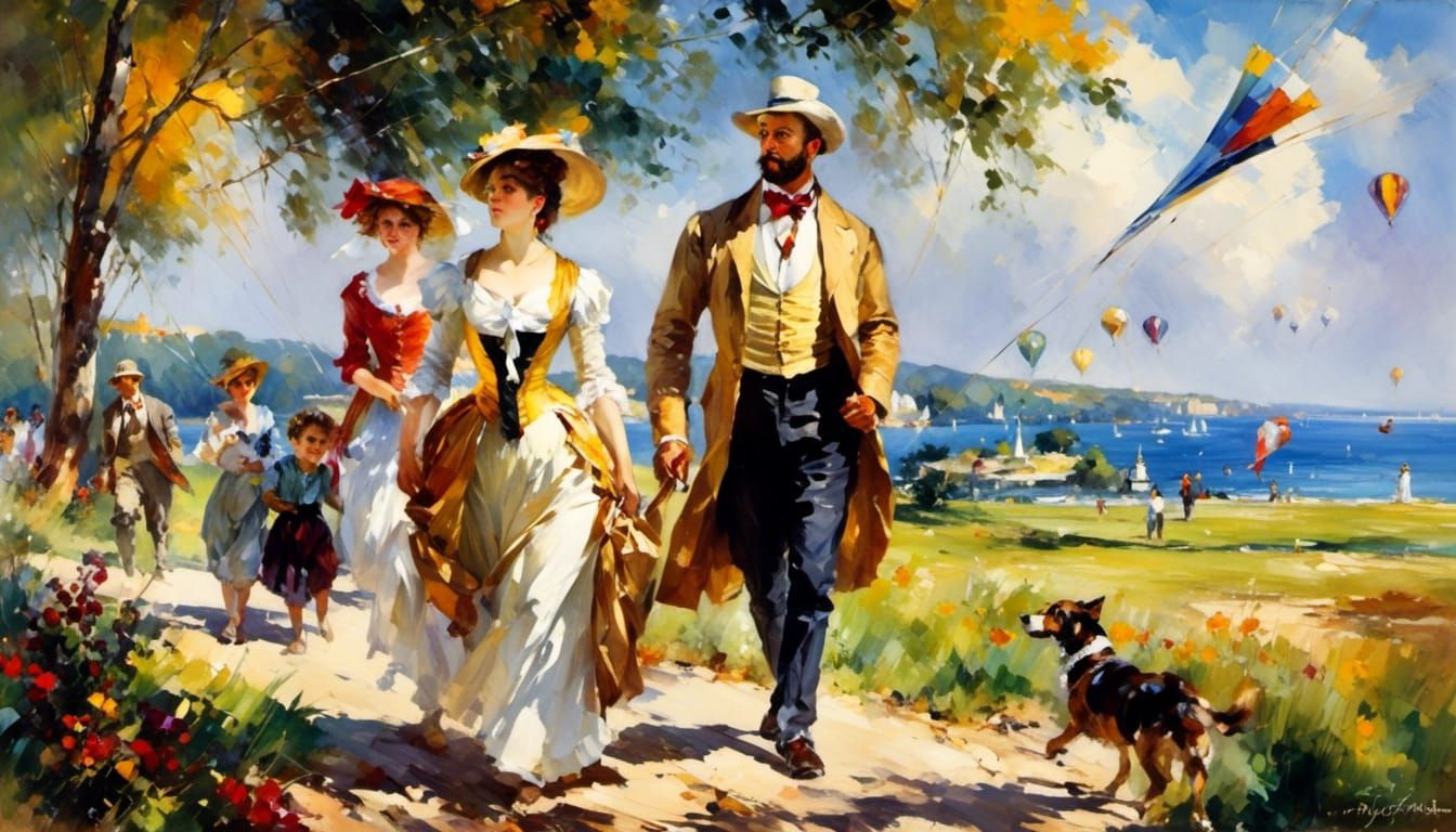 At the park, walking and watching the kites fly. <lora:Brigh...