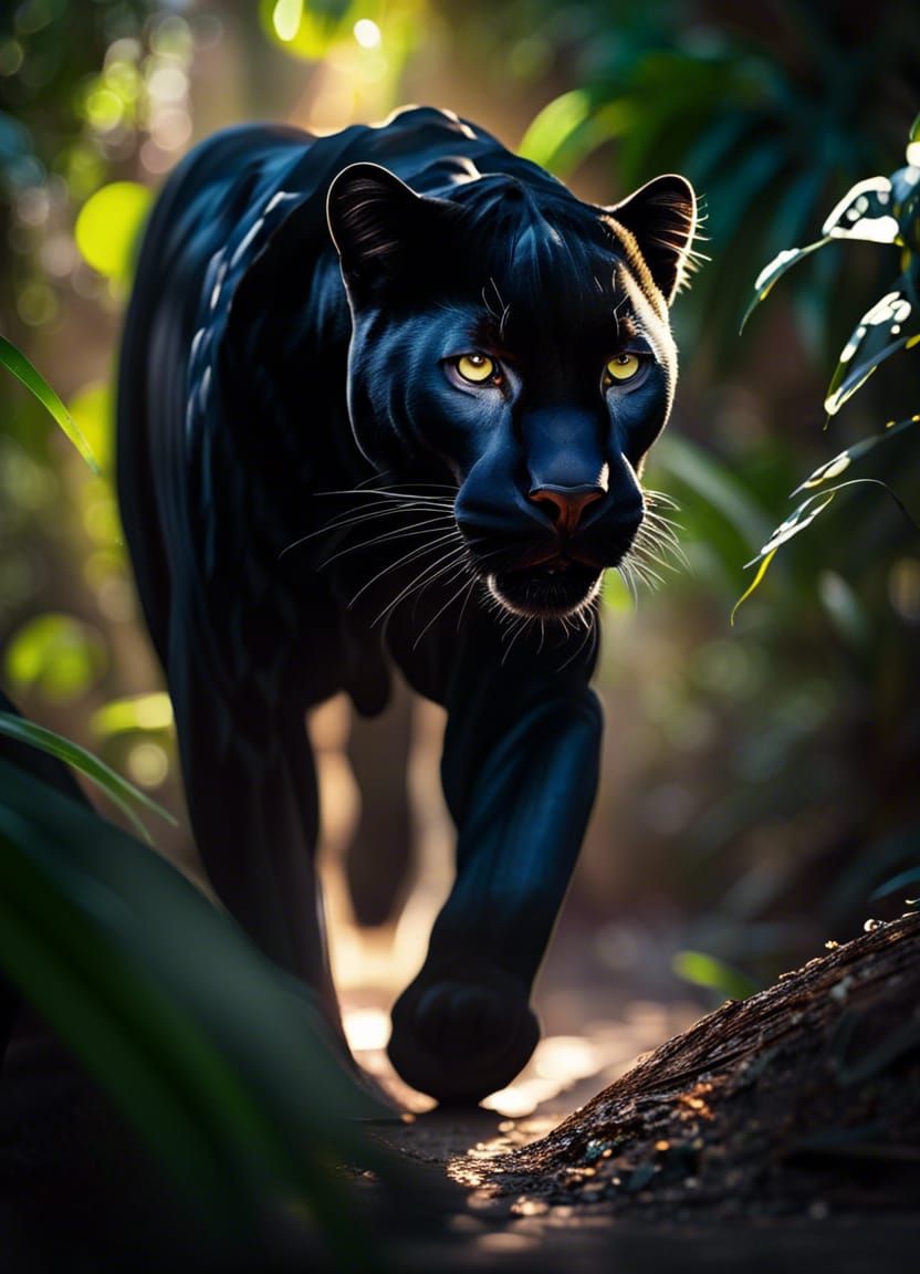 Black Panther in Jungle: Hyperrealistic Photography