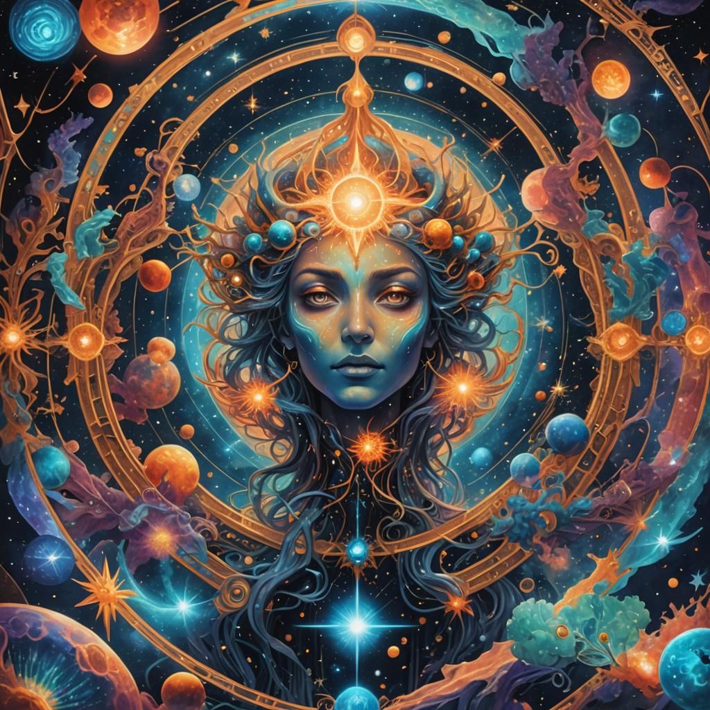 Bioluminescent Arcturus Universe in Holographic Astral Illus...