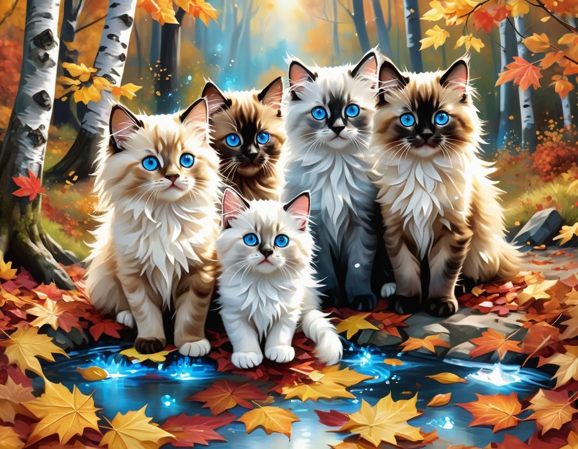 🐾Ragdoll Kittens Play on Carpet of Fallen Autumn Leaves 🍂 ...