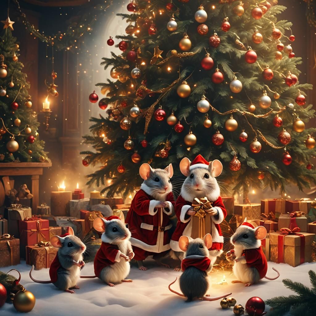 Mice Celebrate Christmas: A Digital Masterpiece