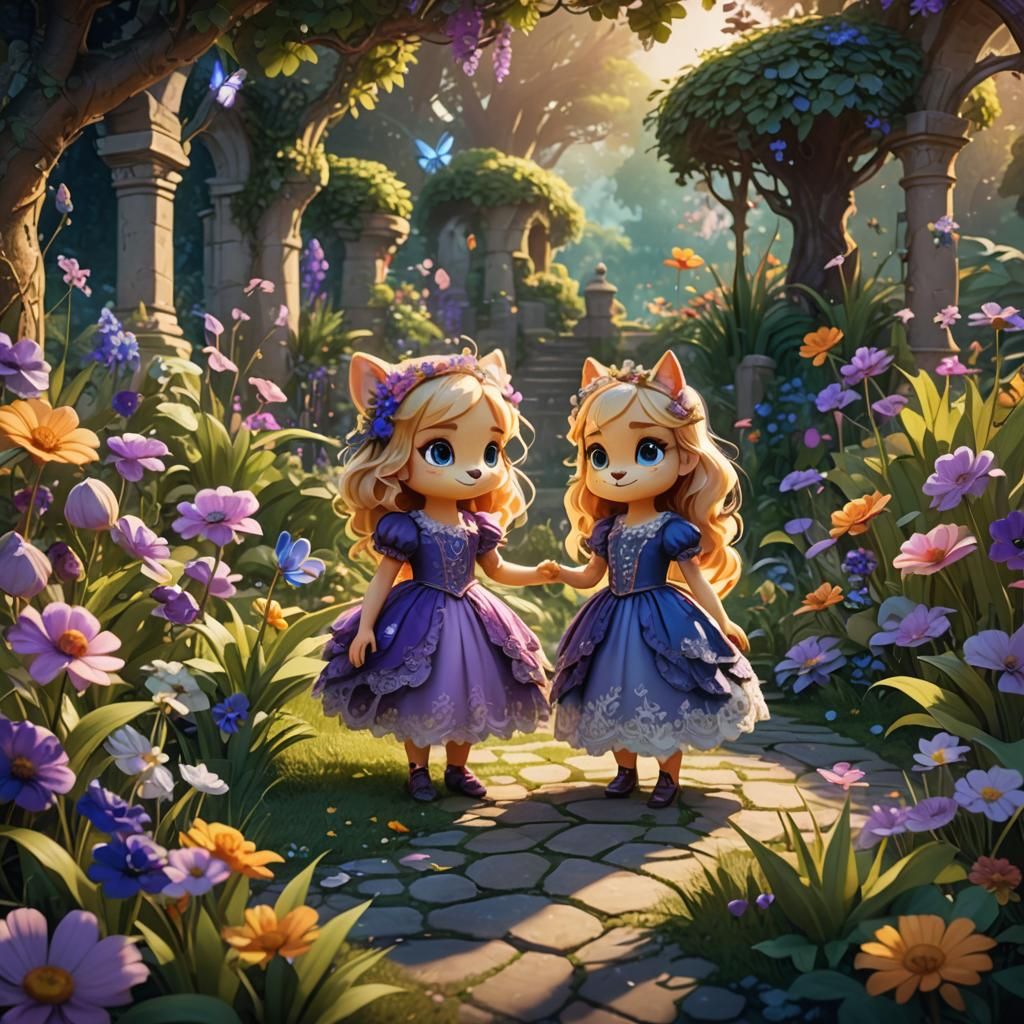 Lush Garden Mascots in Ethereal Lighting