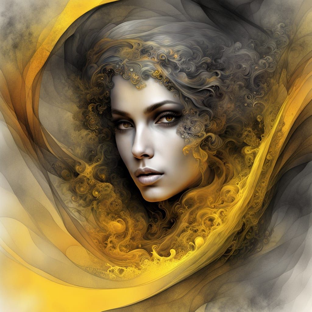 Enigmatic Woman in Smoky Darkness