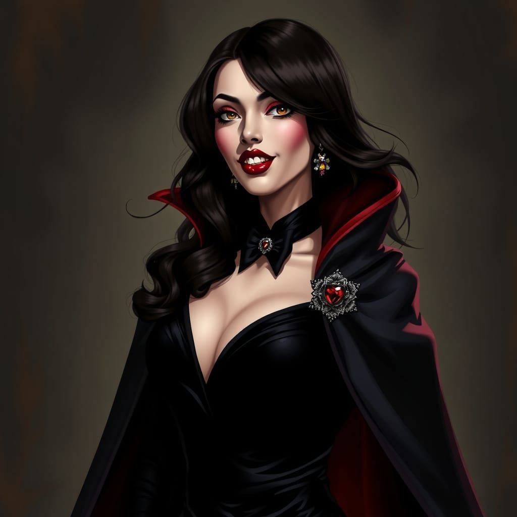 Elegant Italian Vampire Countess in Black Tie Gothic Romance