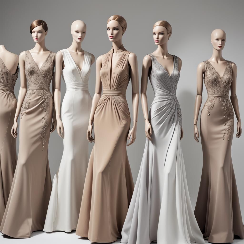 Luxury Mannequins Showcase Elegant Evening Gowns