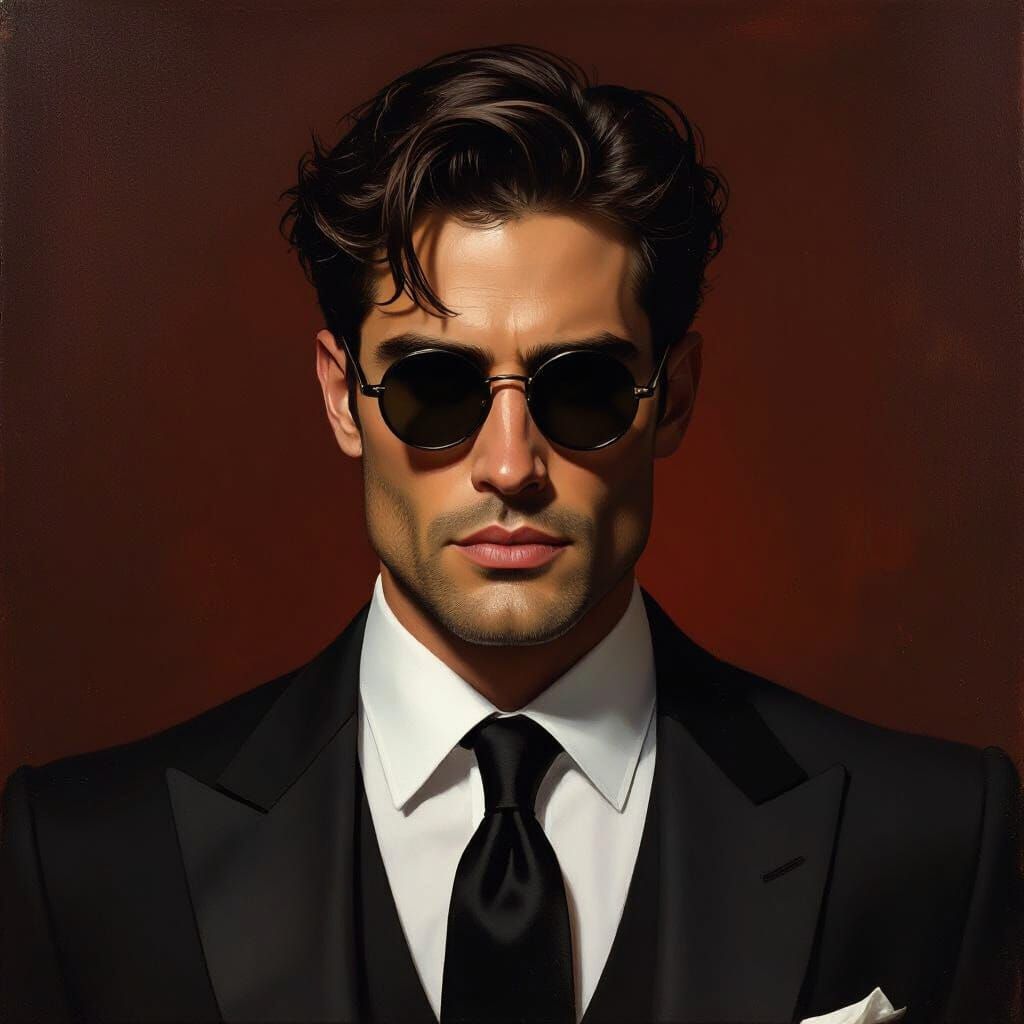 Mysterious Man in Suit: Classical Realism Portrait