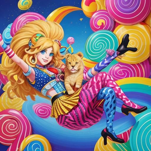 Lion Tamer at the Circus in Candy Art Style