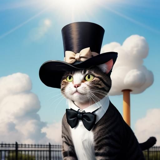 Cute Cat in Suit with Top Hat