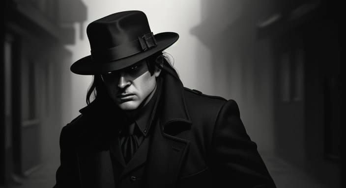 Film Noir Man With Gun in Alley