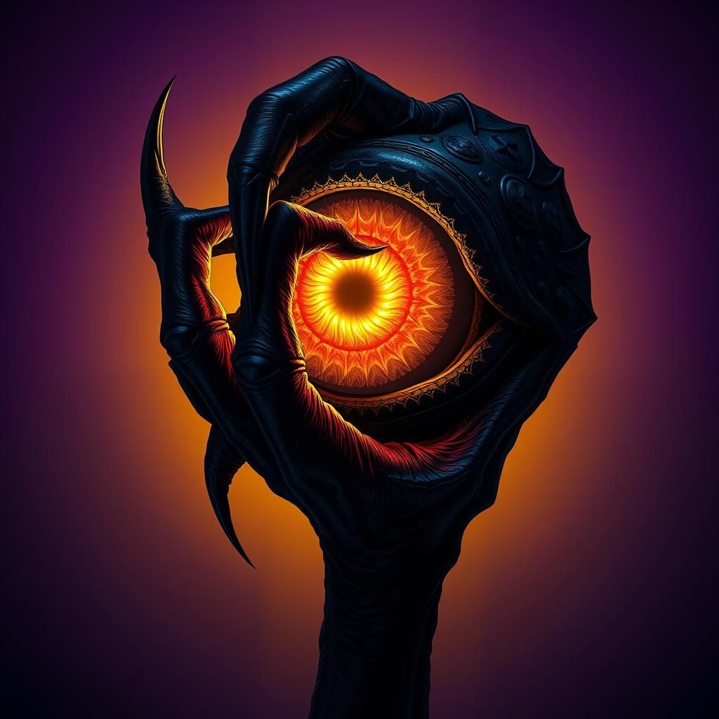 Claw Gripping Eyeball with Hand, Dark Fantasy Concept Art