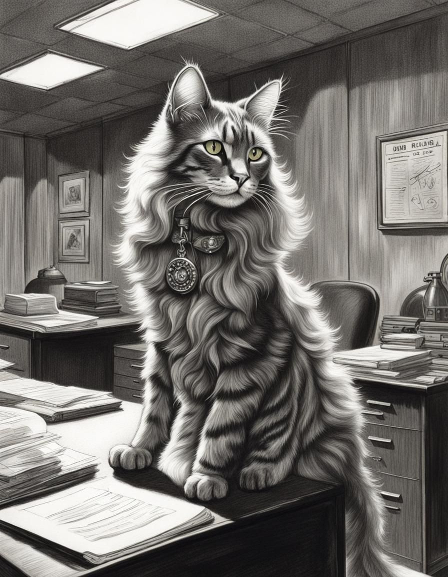 Anthropomorphic Cat in 1950s Noir Style