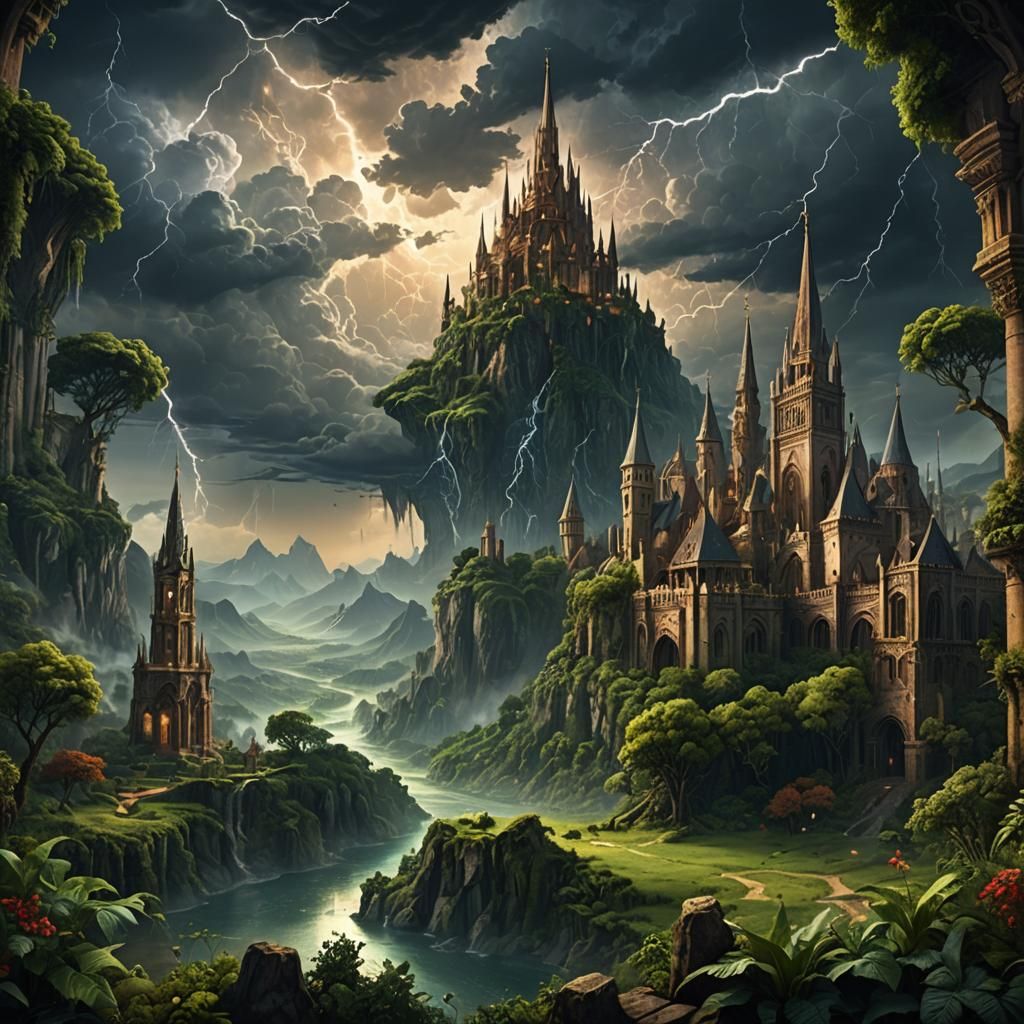 Renaissance Fantasy Landscape in Digital Art Style