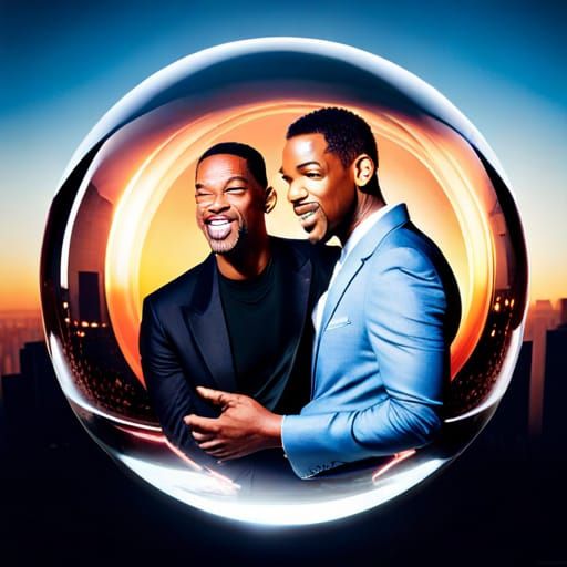 Will Smith in Orb, Chris Rock Laughing: Hyperrealistic