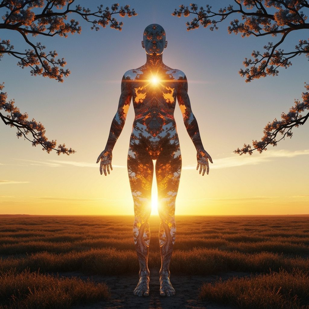 Dreamlike Mirrored Fractal Figure in Psychedelic Style