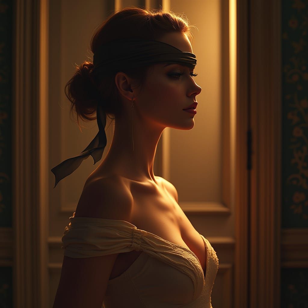 Woman Finds Quiet Realization Before a Closed Door in Elegan...