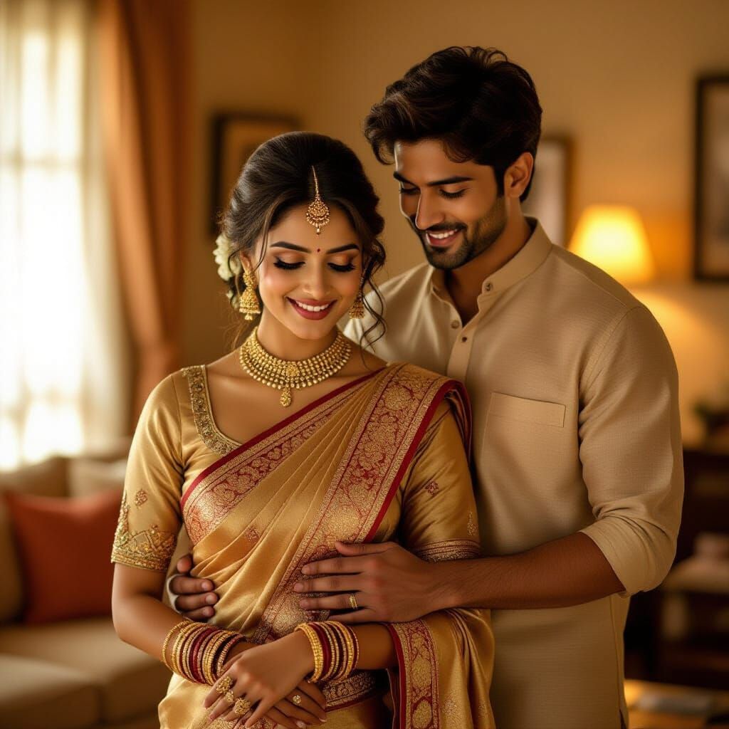 Intimate Moment: Couple in Golden Light, Cinematic Style