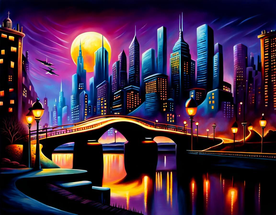 Cyberpunk Cityscape at Twilight: A Digital Masterpiece