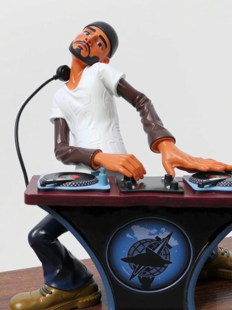 Male DJ Figurine with Turntables
